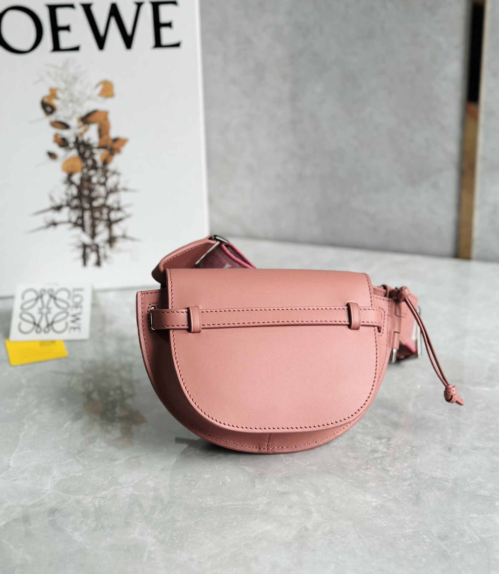 Loewe Mini Gate Dual Bag in Soft Calfskin and Jacquard Pink